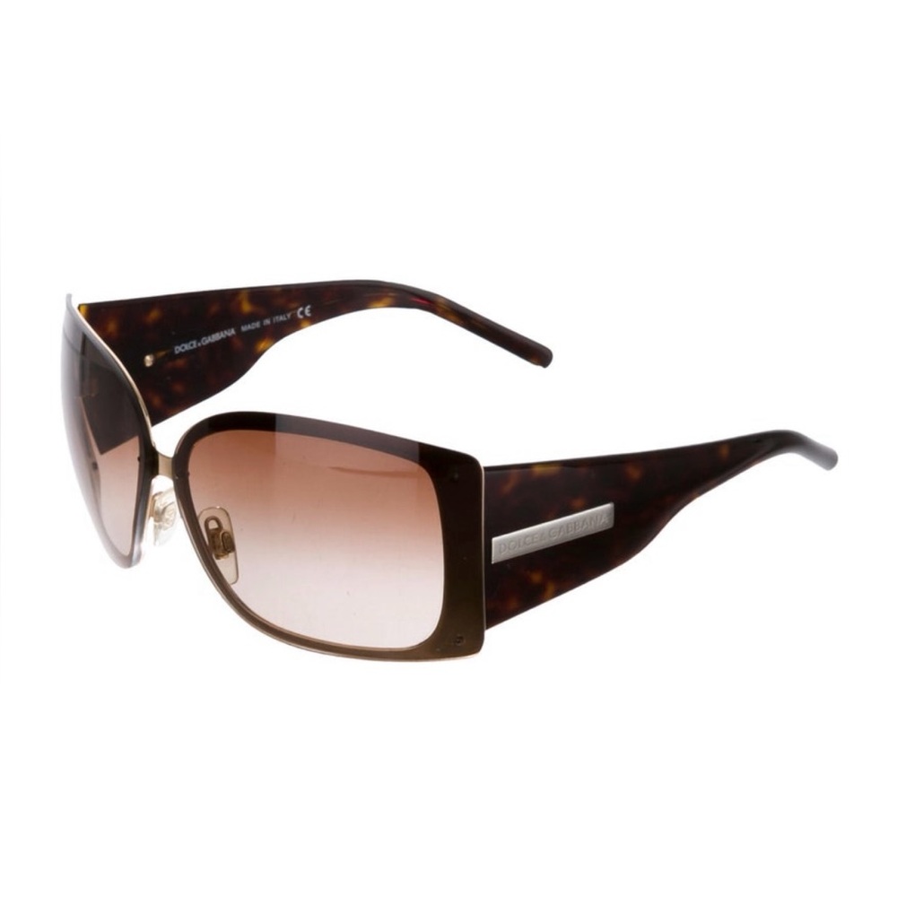 Dolce & Gabbana Shield-Style Tortoiseshell Brown Sunglasses w/ Case, Style #2030 - Picture 2 of 14